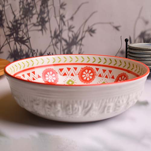 Bowl large with light green print 26 CM
