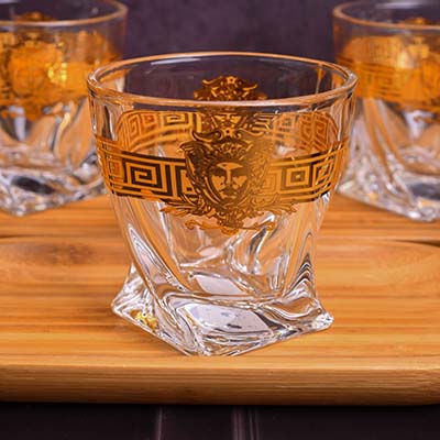 Whiskey glass crytal Luxury logo in Gold (set of 6)