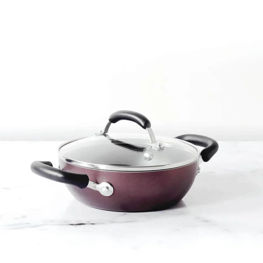 MEYER Merlot Non-Stick Kadai Wok with Lid  24cm