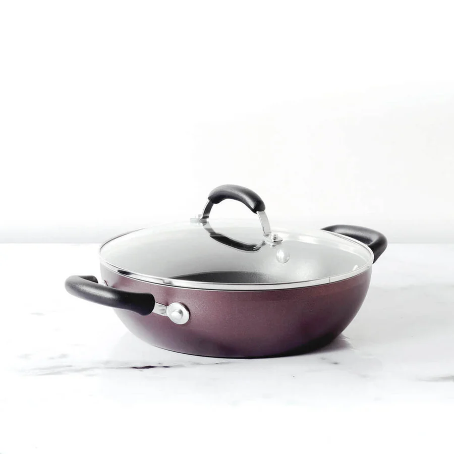 MEYER Merlot Non-Stick Kadai Wok with Lid 26cm       