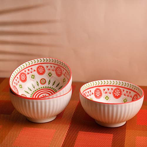 Bowl medium with Red and green print