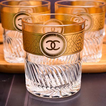 Whisky Glass with Gold decal 390 ML