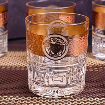 Whisky Glass gold pattern 6 PC 390 ML