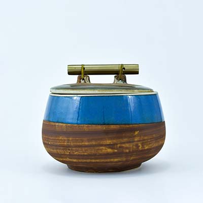 AART Handmade Terracotta Storage Jar Blue and Brown