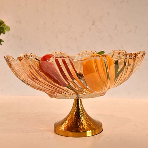 Fruit bowl crystal with gold Tint