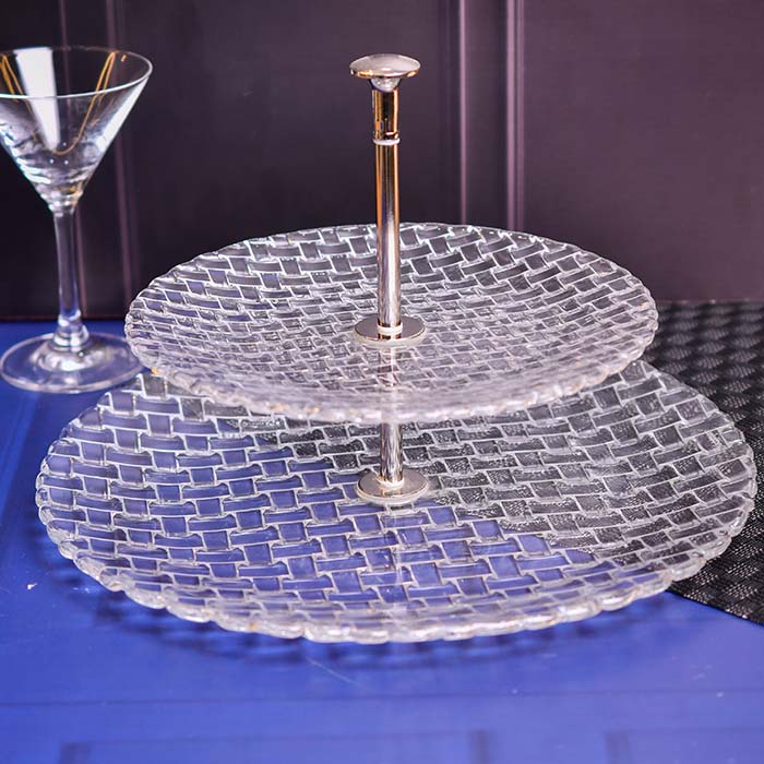 Cake stand double layer Crystal Wide