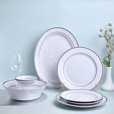 ROYAL FERNWOOD PORCELAIN | Dinner set | Agat platinum | set of 21 PC