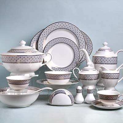 GLANCE Premium dinner set of 60 PC | Bone china | Grey | England design