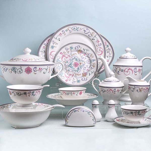 GLANCE Premium dinner set of 60 PC | Bone china | Floral | England design