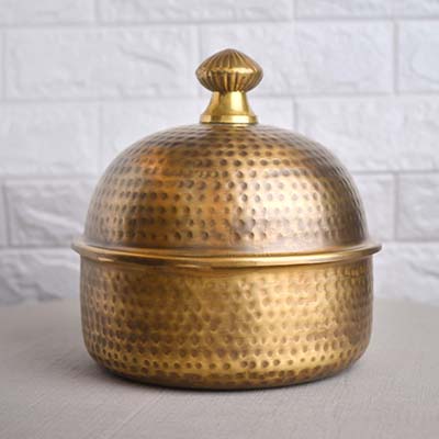 FULL BRASS Serving casserole with steel base inside