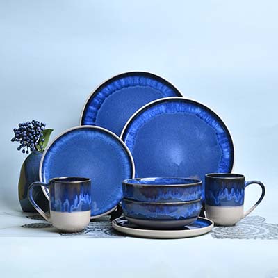 GXKC porcelain 16 PC DINNER SET (blue and cream shade)