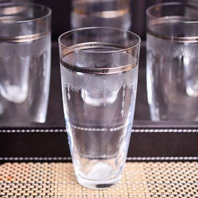 BOHEMIA Kate Long water glass with Silver line KATE9346S (set of 6)