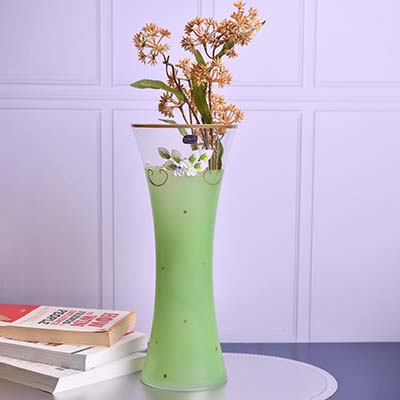 Flower vase Green with Gold line slim