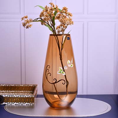 Flower vase Brown with Gold line