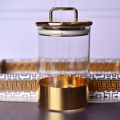 Acrylic Airtight Food canister Gold with Handle lid