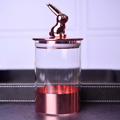 Acrylic Airtight Food canister Rose gold base with Bunny lid