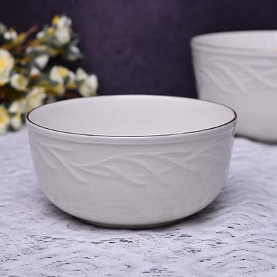 Qualitier Bowl Off white with Gold line 15 CM (medium)