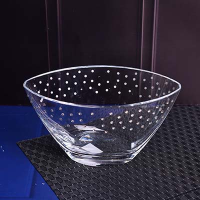 Fruit bowl glass Oval with stones