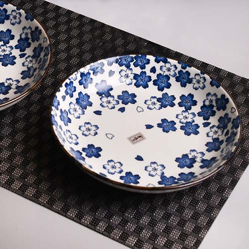 Plate medium with Blue floral print
