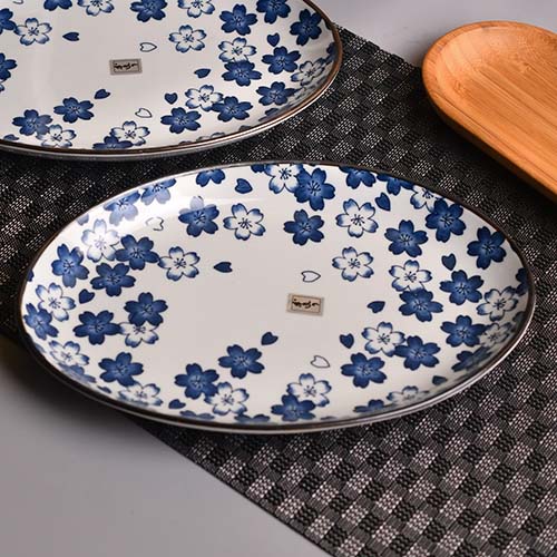Oval platter medium with Blue floral print