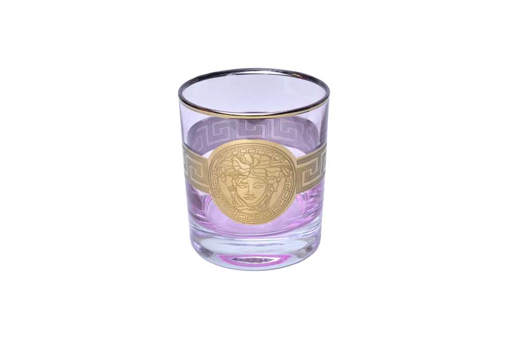 Whiskey glass Gold line Blue
