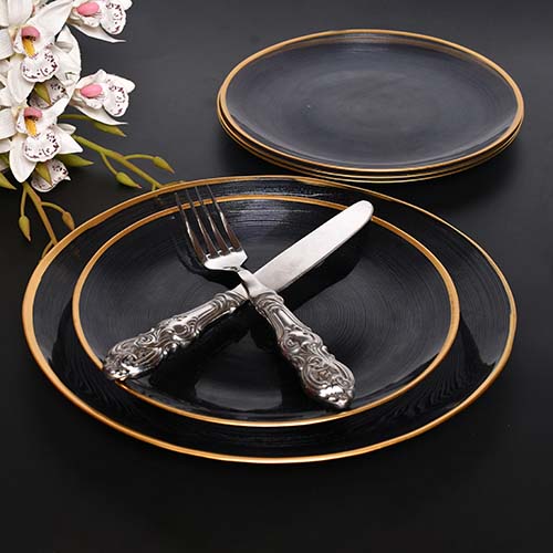 Plate glass 7 PC set Black with gold line