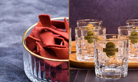 Yamasin gold-line crystal bowl and whisky glasses, shop the edit