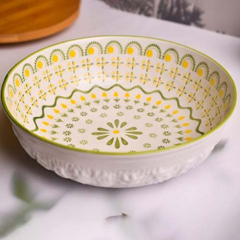 Bowl large with red and green print 26 CM