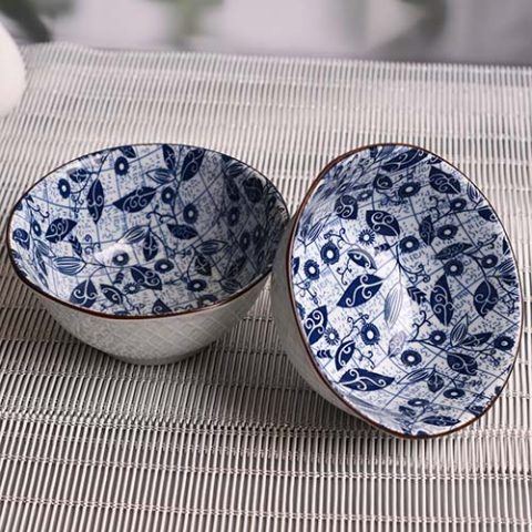 Bowl with floral print Blue 12 CM