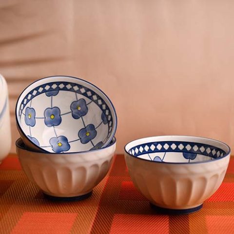 Bowl medium with floral print Blue 11 CM