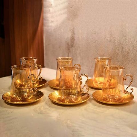 Turkish style Cup and saucer with Golden handle and saucer