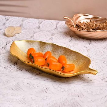 Serving platter Leaf shaped Gold 12 INCH