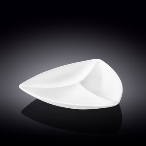 WILMAX Divided triangular dish White 9.5 INCH 24 CM