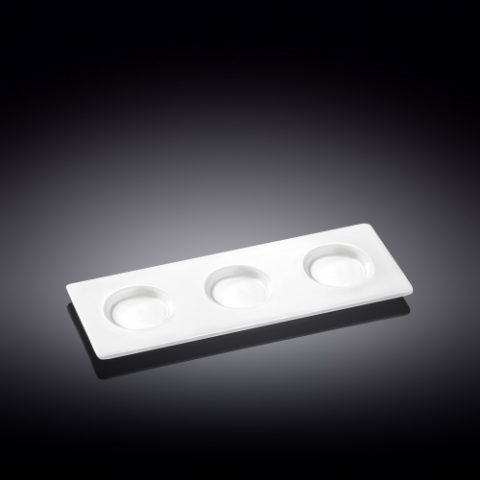 WILMAX fine porcelain 3 cup Tray White 10 X 3.5 INCH 26 X 9 CM