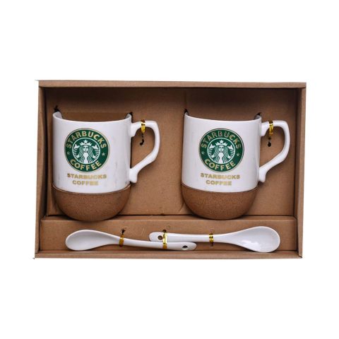 Ceramic Mug with spoon GREEN 360 ML