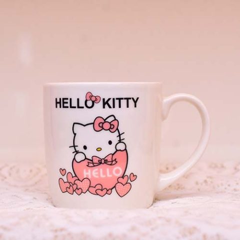 Ceramic Mug with spoon and lid KITTY 360 ML
