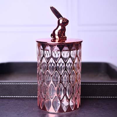 Acrylic Airtight Food canister Rose gold with Bunny lid