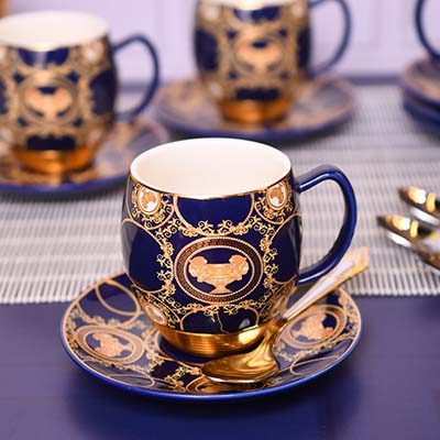 Cup and saucer Luxury design Blue+Gold