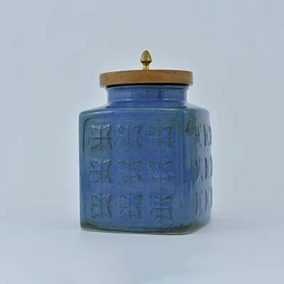 AART Handmade Terracotta Storage Jar (Square shape) Blue