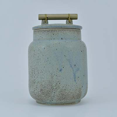 AART Handmade Terracotta Storage Jar light blue