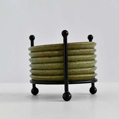 AART Handmade Terracotta Coasters set of 6 with stand Stone colo