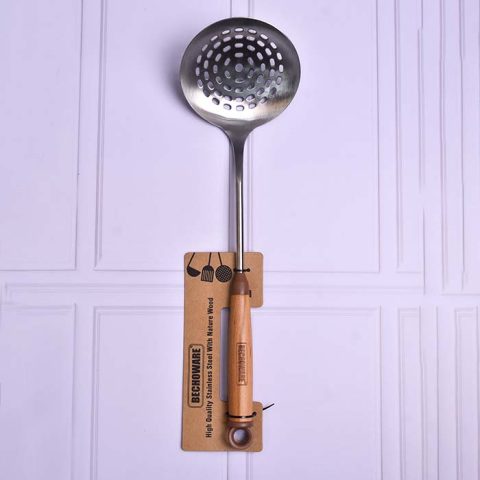 Skimmer with wooden handle