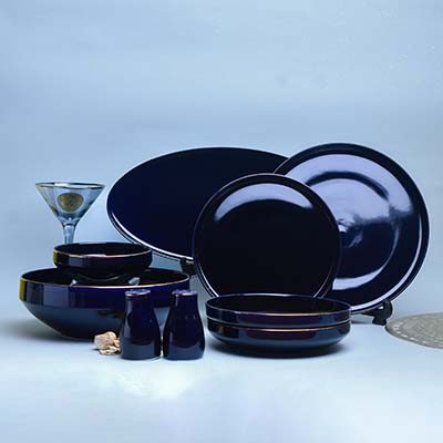 GOLDEN HOUSE Premium Dinner set of 29 PC  Bone china Dark blue a