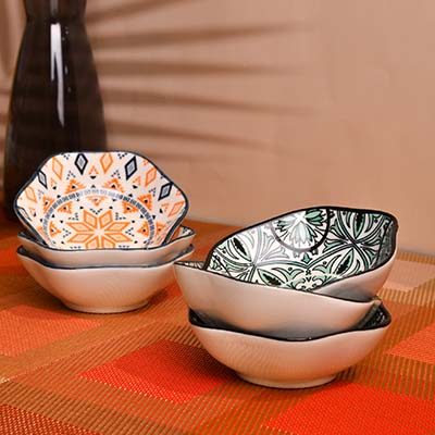 CERAMIC Designer bowls small set of 6 Hexagon shape