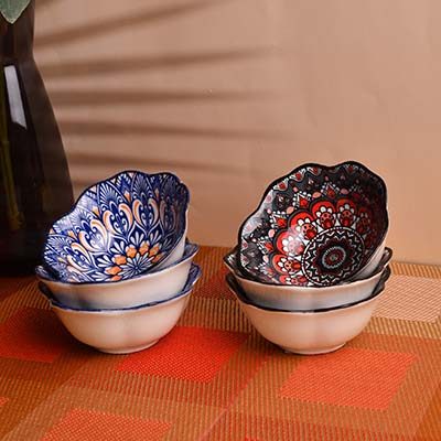 CERAMIC Designer bowls small set of 6 Flower shape