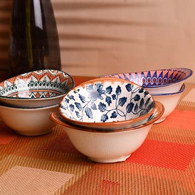 CERAMIC Designer bowls small set of 6 oval shape