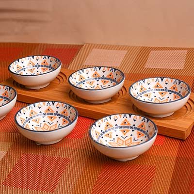 CERAMIC Designer bowls small set of 6 Orange
