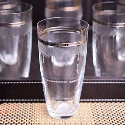 BOHEMIA Kate Long water glass with Silver line KATE9346S (set of