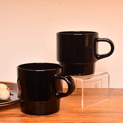 Coffee/Tea Mug Glass Black color and short