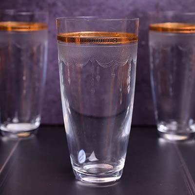 BOHEMIA Kate Long water glass with Gold line KATE9346G (set of 6